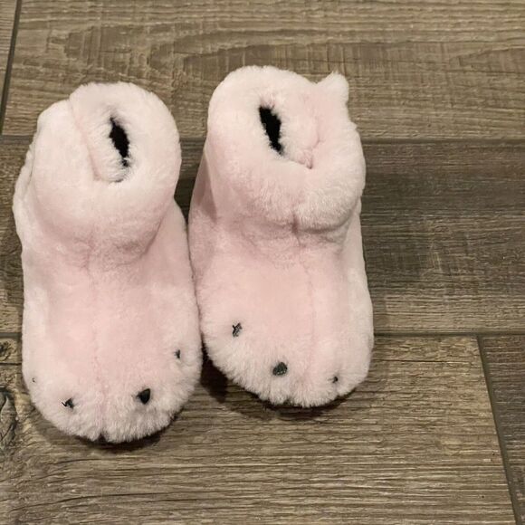 Sorel Cozy Faux Fur Bear Paw Slippers Girls Dusty Pink Size 3 Baby - Picture 6 of 10